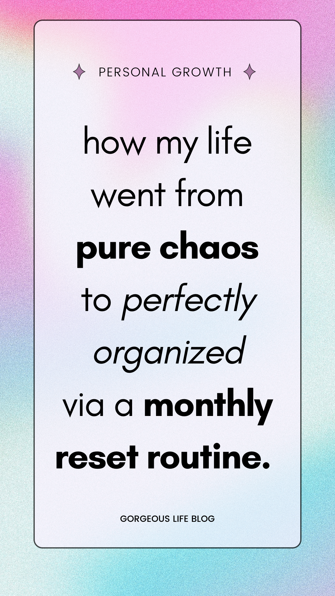 monthly reset routine